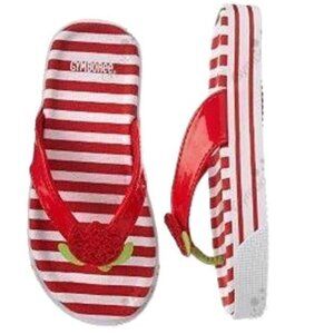 Gymboree girls red white stripe shoes sandals flip flops slides tulip 10 4 5 yr
